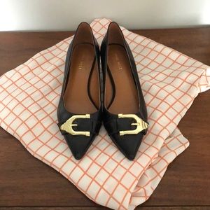 Nine West Black Leather Kitten Heels